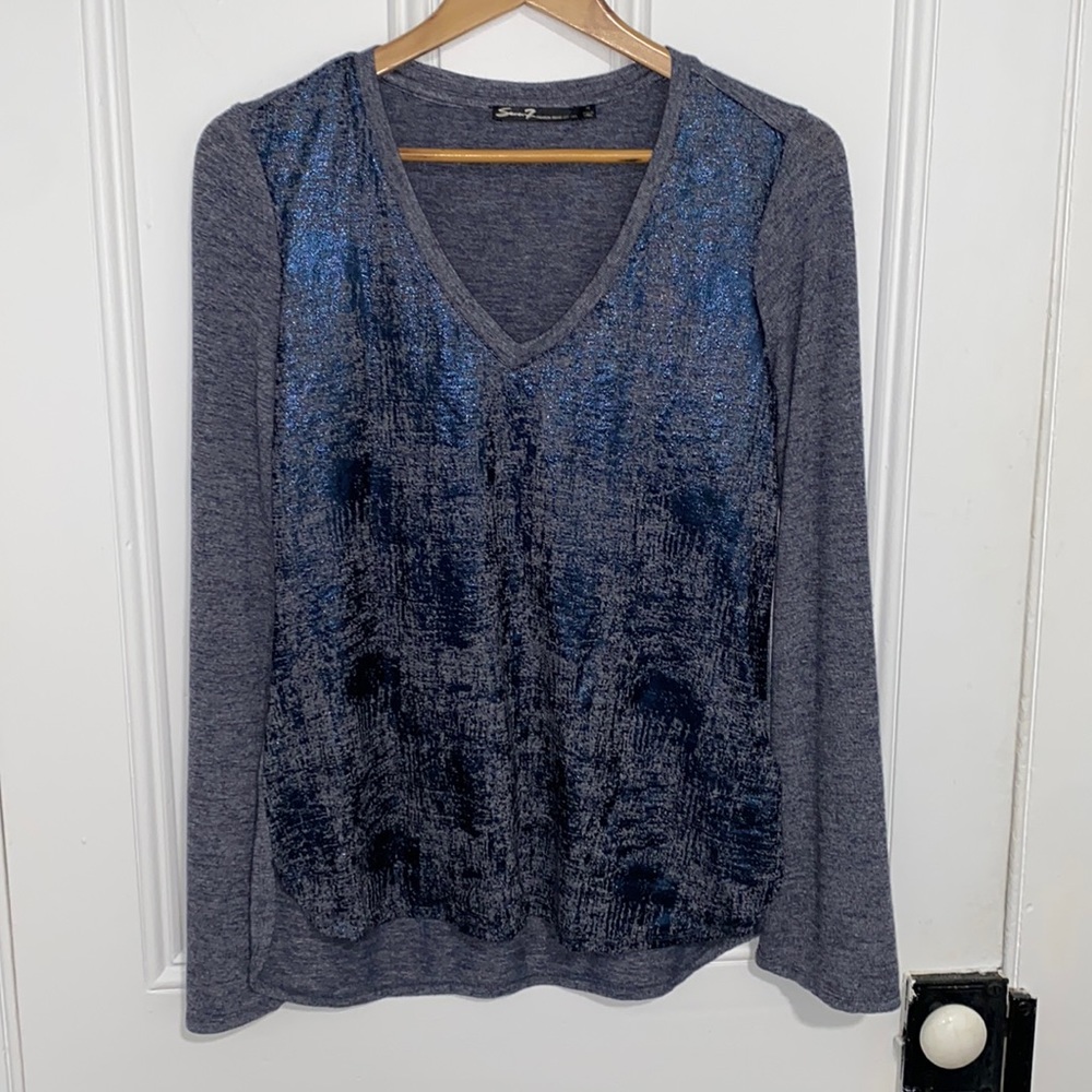 7 For All Mankind Metallic Front Lightweight Sweater